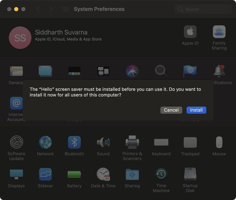 Install hello screensaver