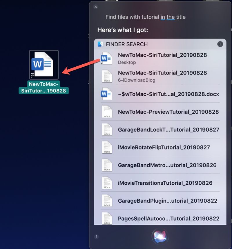 Drag Siri Results to Desktop Mac