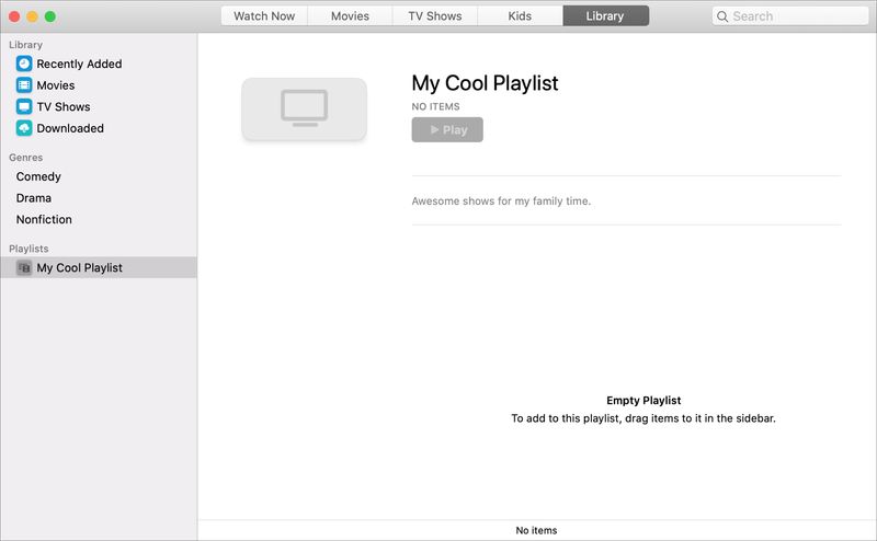 Create Playlist TV app Mac