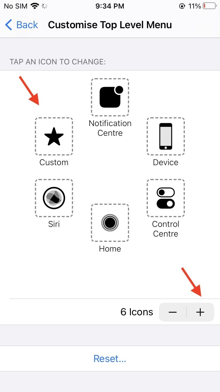 customise top level menu