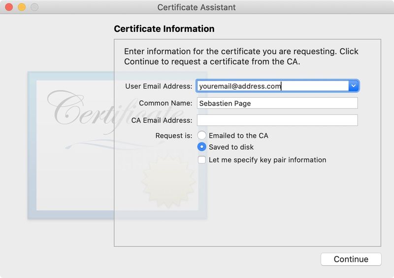 request certificate