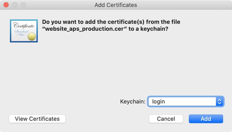add certificate to Keychain