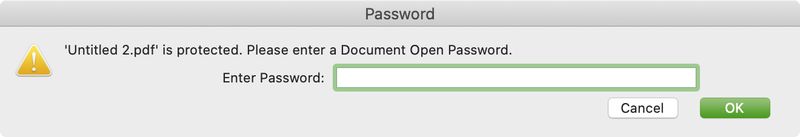 Entrez le mot de passe PDF Mac