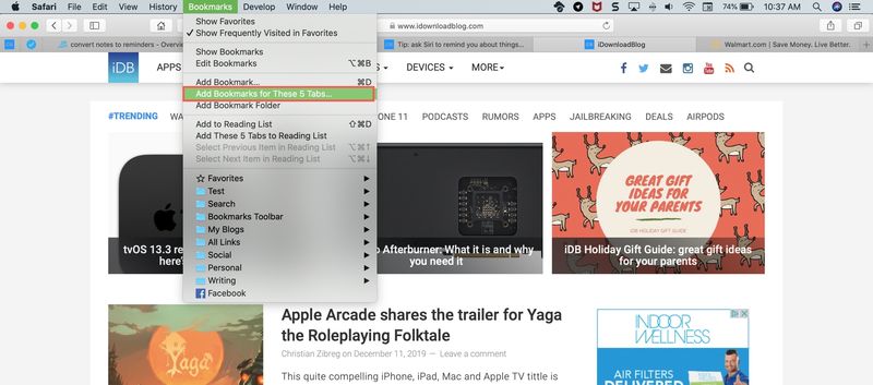 Bookmark These X Tabs Safari Mac