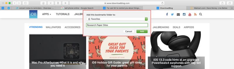 Add Bookmark Folder Safari Mac