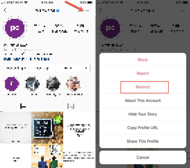 Restreindre le profil utilisateur Instagram