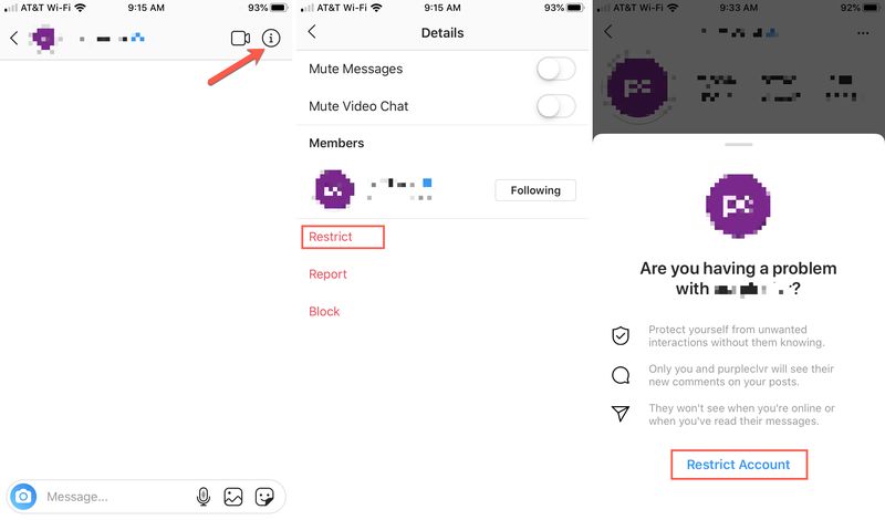 Restreindre les messages des utilisateurs Instagram