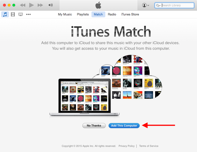 iTunes Match ajouter cet ordinateur