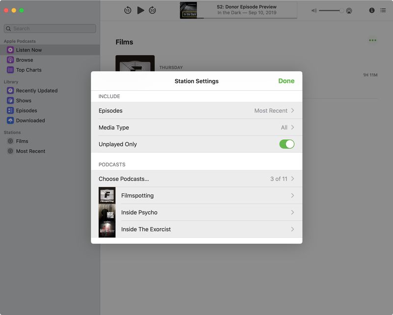 Podcasts Station Shows Mac