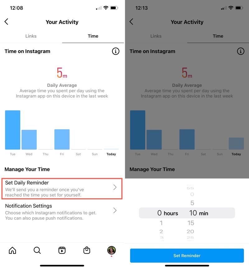 Instagram Set Daily Reminder