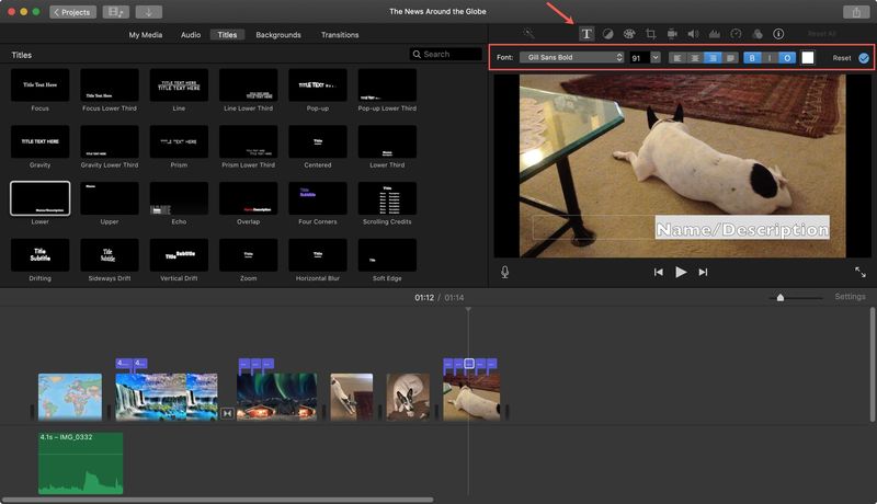 Modifier le texte du titre iMovie Mac