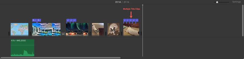Clips de titres multiples iMovie Mac