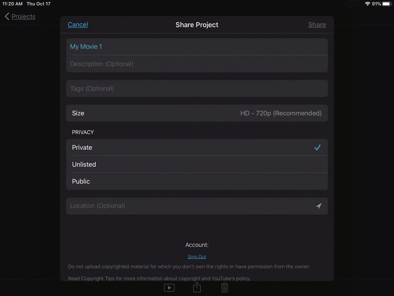 Partager un film YouTube sur iPad