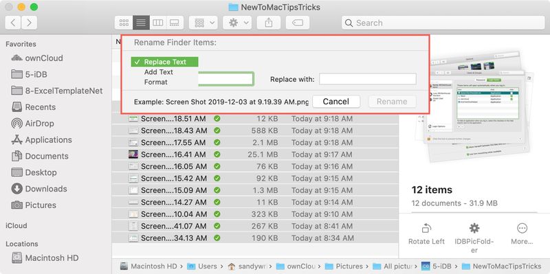 Renommer des fichiers par lots Mac
