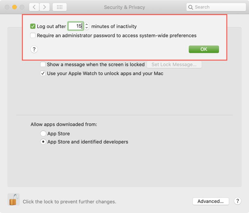 Mac Automatically Logout When Inactive