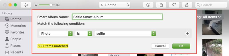 Create Smart Album in Photos Mac