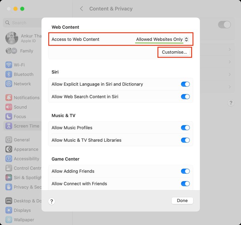 Permit Allowed Websites Only to load on Mac