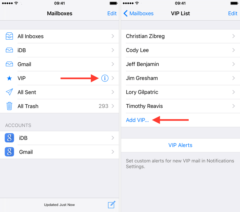 Add email VIPs