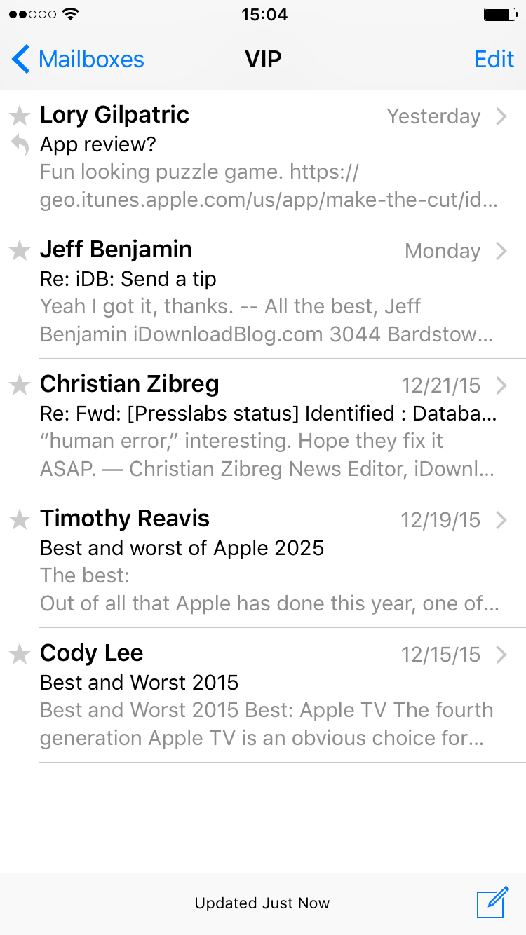 emails from VIP