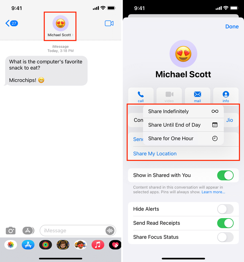 Partagez votre emplacement en direct via iMessage