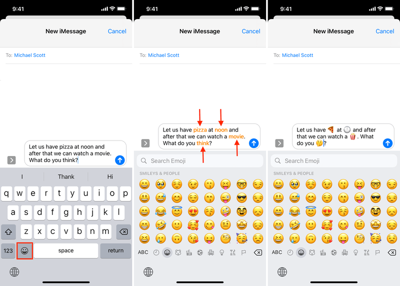 Convertir le texte iMessage en emoji
