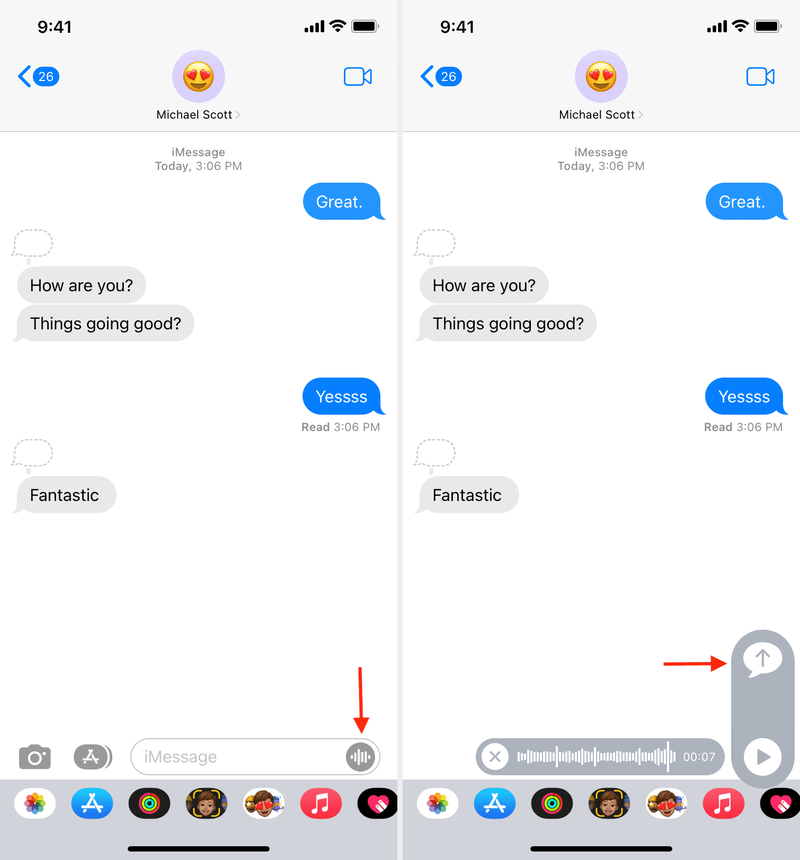 Envoyer une note vocale sur iMessage