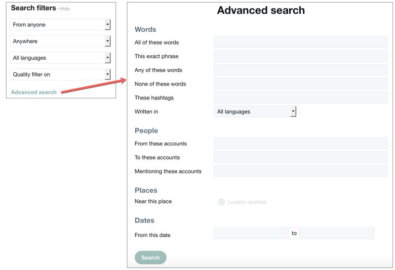 Twitter Searches - Filters and Advanced Search