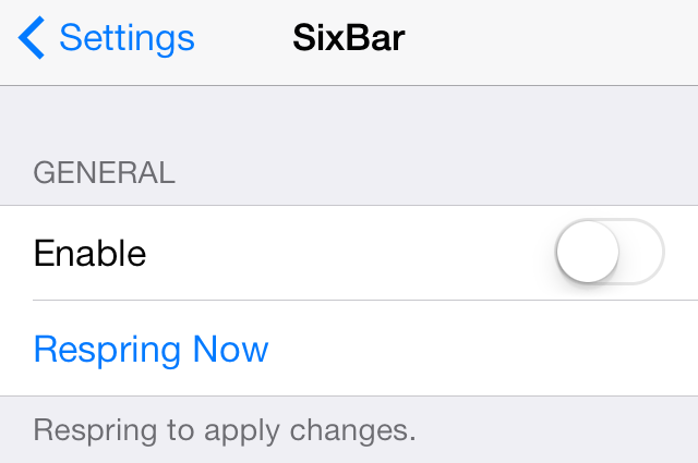 SixBar Settings