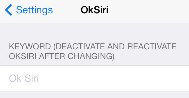 OkSiri Settings