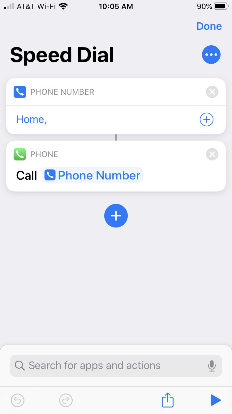 Raccourcis Widget Speed Dial iPhone