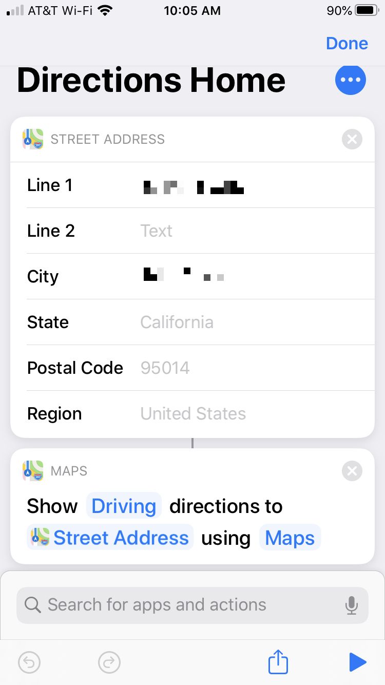 Raccourcis Widget Itinéraire Accueil iPhone