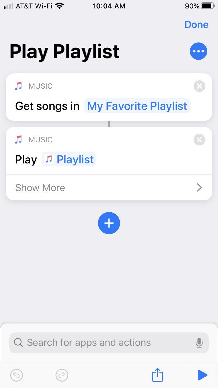 Raccourcis Widget Play Playlist iPhone