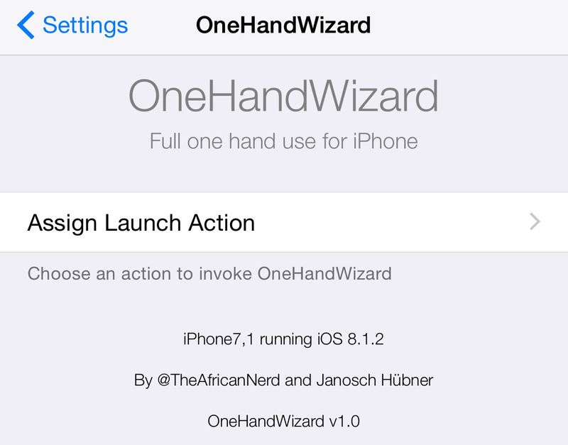 OneHandWizard Preferences