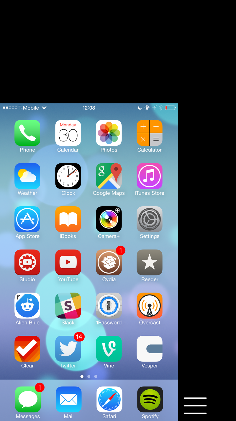 OneHandWizard Home screen