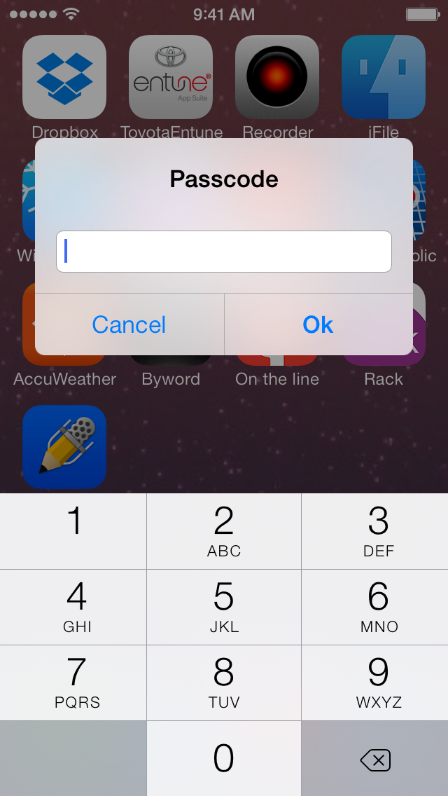 SlideUP2Unlock Passcode