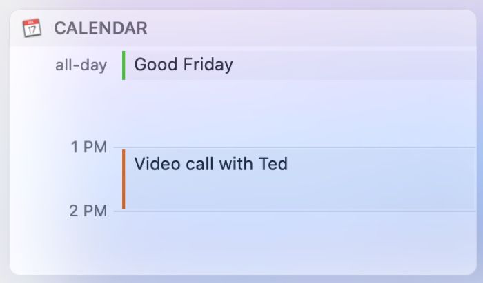 Mac Today View Calendar Widget