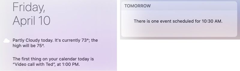 Mac Today View Summary Widgets