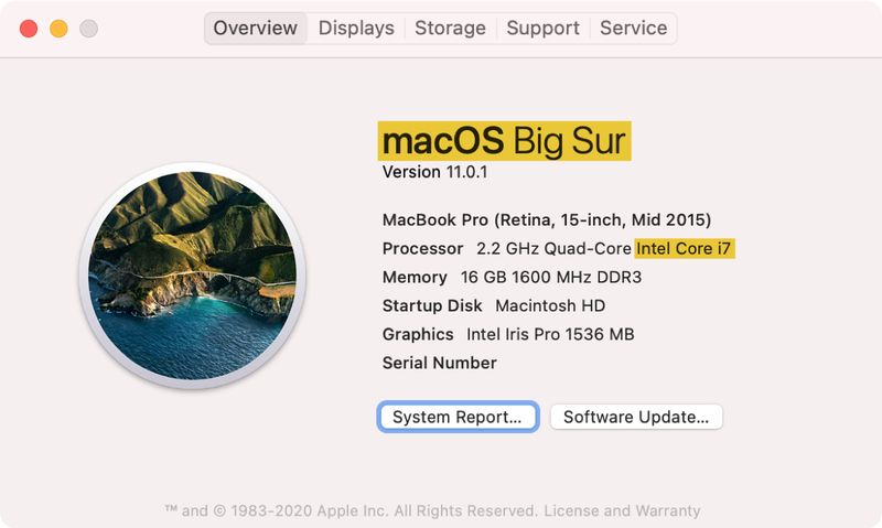 À propos de ce Mac Big Sur Intel