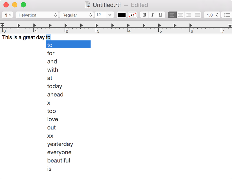 Predictive Text OS X Yosemite