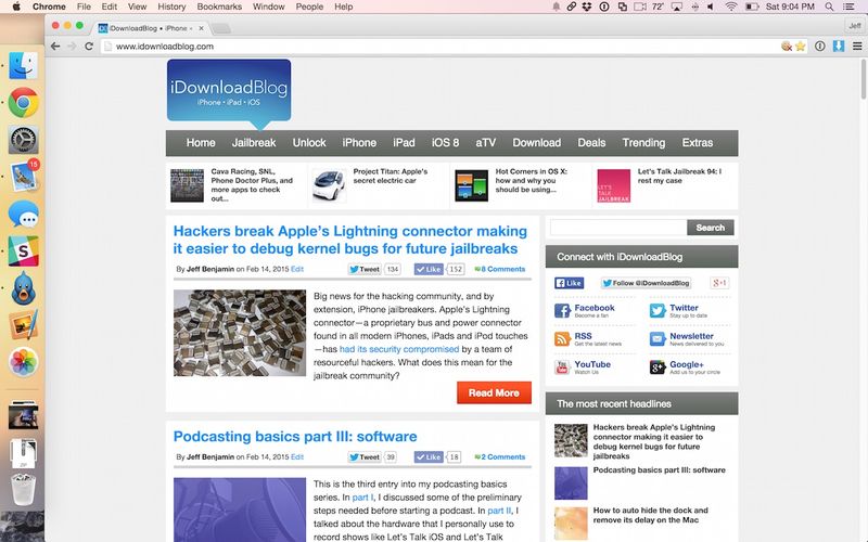 Web with dock on left