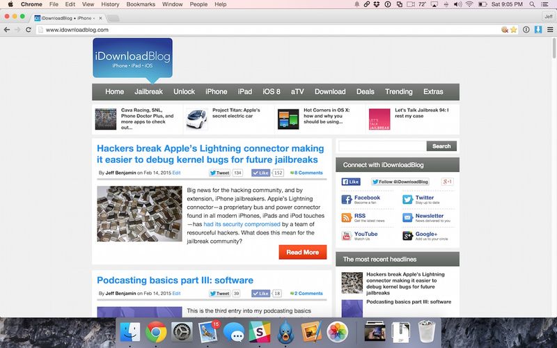 Web with dock at bottom