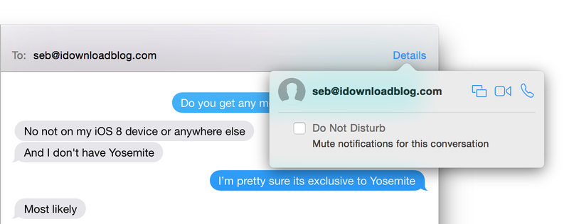 Yosemite OS X Messages