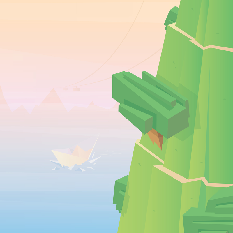 Green Mountain Cartoon iPad Wallpaper