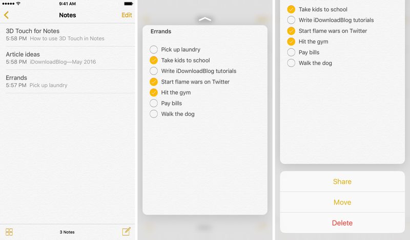 iOS 9 Notes Notes d