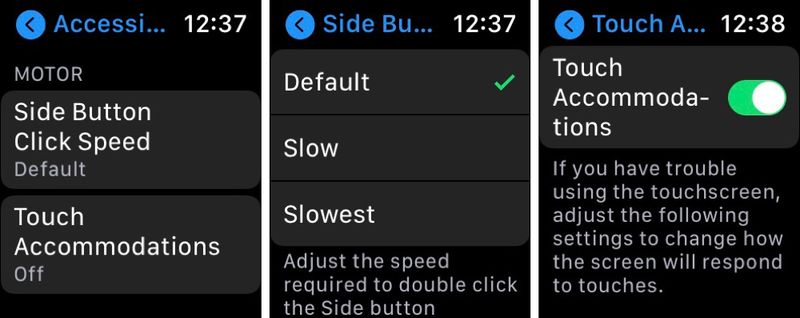 Motor Skill Settings Apple Watch
