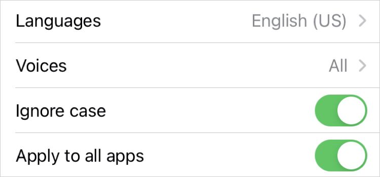 Pronunciation Options iPhone