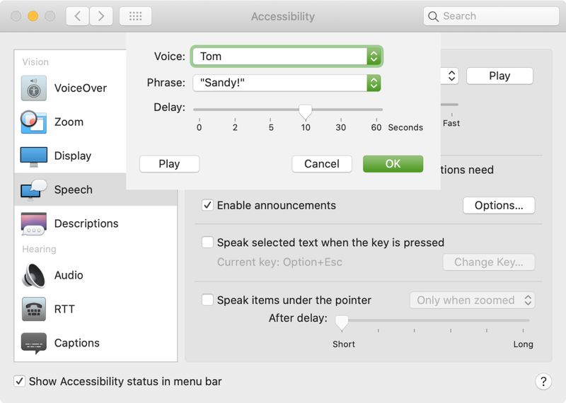 Mac Accessibility Enable Announcements Options