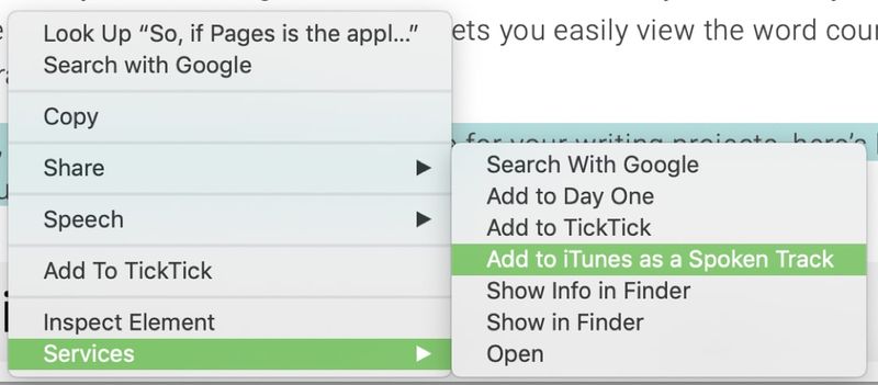 Add to iTunes as Spoken Track