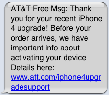AT&T Sends Text Messages to iPhone 4 Owners
