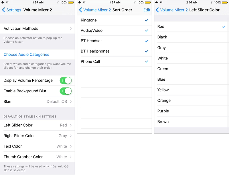 Volume Mixer 2 preferences pane options to configure